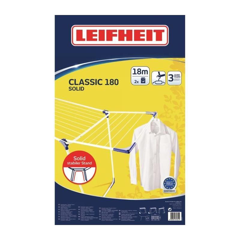 Séchoir à linge Leifheit CLASSIC Solid 180 - Étendoir stable 18m