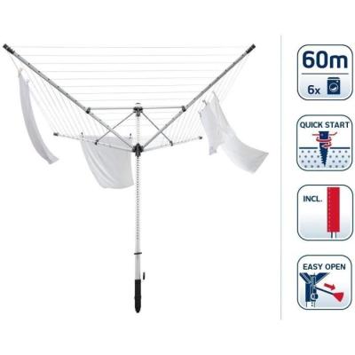 Étendoir jardin parapluie Leifheit LinoLift 600 QuickStart, 60m, housse de protection