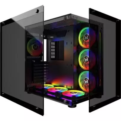 Boîtier PC Gamer ATX Noir RGB Crystal Sea - Dimensions Compactes Boîtier PC Gamer ATX Noir RGB Crystal Sea - Dimensions Compactes