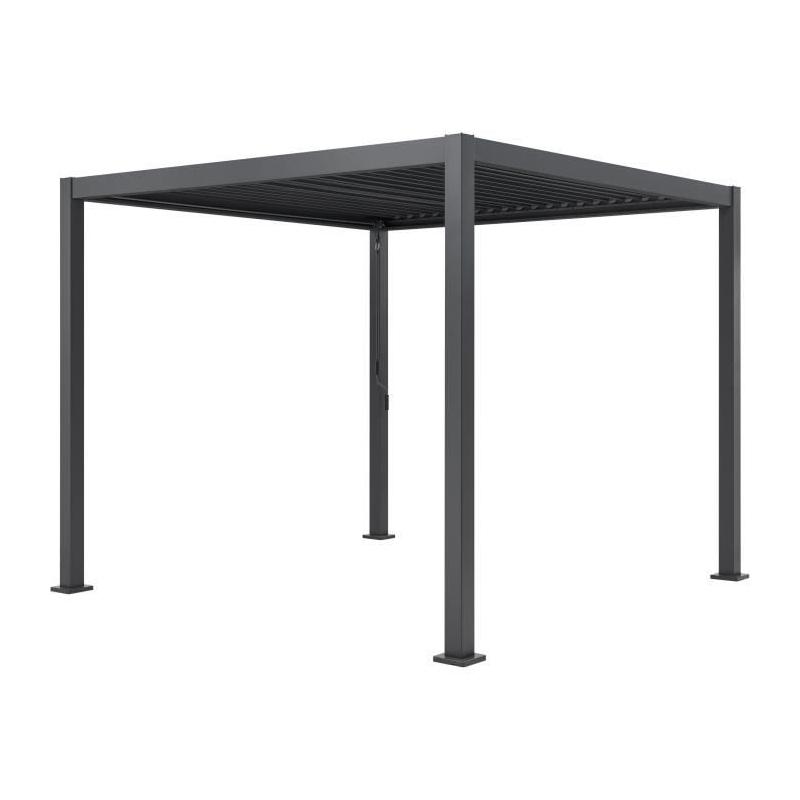 Pergola bioclimatique GAYA - Aluminium/acier - 290x290xH240 cm - Gris