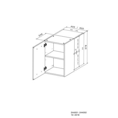 Meuble haut 1 porte OSLO - Blanc - Fabrication française - 60x36x58 cm