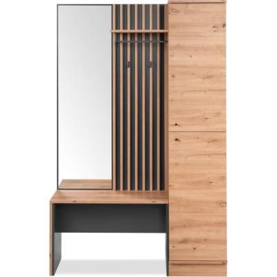 Vestiaire avec miroir MEDAN 42B - Anthracite/Chêne artisan - 122 x 190 x 37 cm