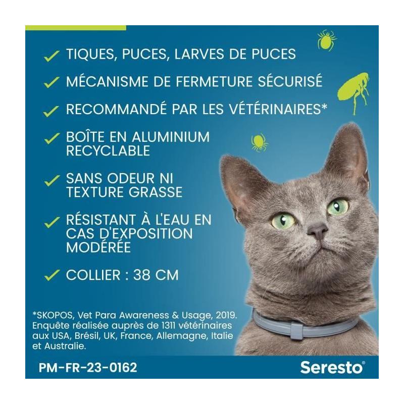 Collier Antipuces et Antitiques Seresto - Protection 7 à 8 mois