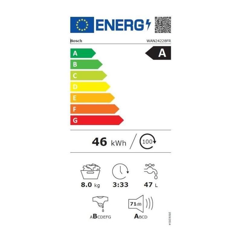 Bosch Serie 4 WAN24228FR machine à laver Charge avant 8 kg 1200 tr/min Blanc