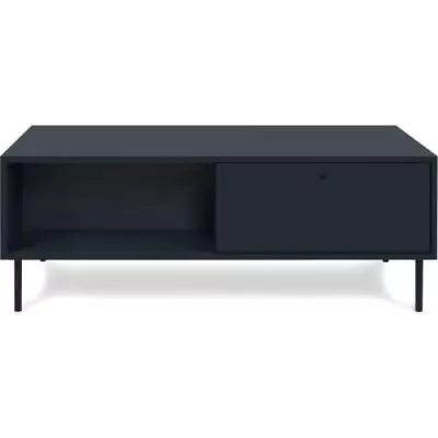 Table basse CARACAS 55A: Bleu marine - 2 tiroirs, 2 niches - 110 x 40 x 60 cm