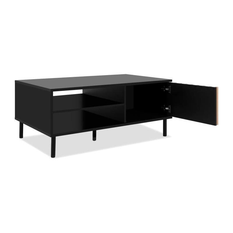Table basse moderne MONZA 55A - Noir / Chene artisan - Livraison compacte