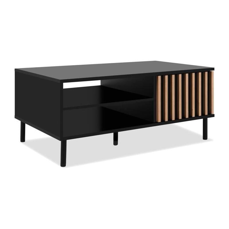 Table basse moderne MONZA 55A - Noir / Chene artisan - Livraison compacte