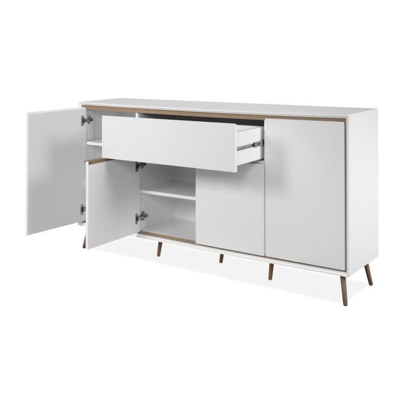 Buffet ARONA 51B - Blanc/Chene artisan - Spacieux et élégant