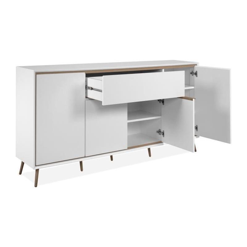 Buffet ARONA 51B - Blanc/Chene artisan - Spacieux et élégant