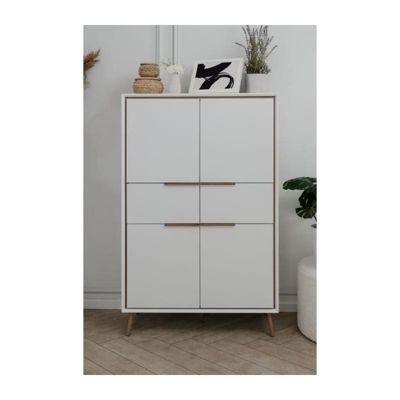 Buffet Haut Arona 53B Blanc/Chêne - 4 portes, 2 tiroirs