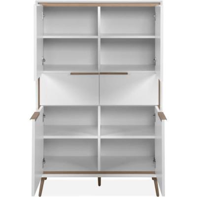 Buffet Haut Arona 53B Blanc/Chêne - 4 portes, 2 tiroirs
