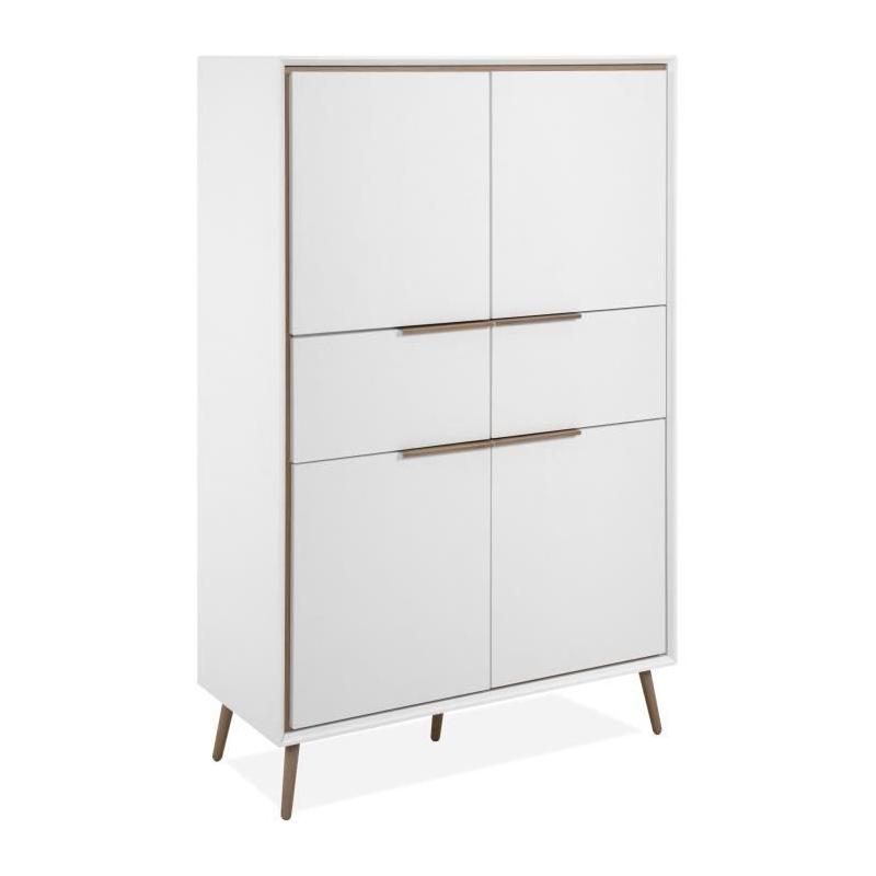 Buffet Haut Arona 53B Blanc/Chêne - 4 portes, 2 tiroirs