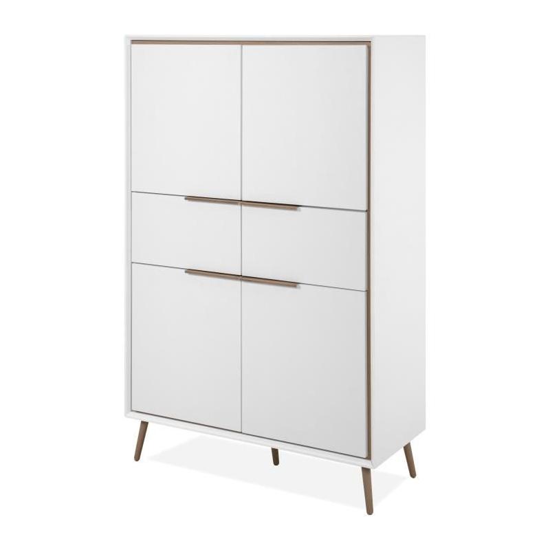 Buffet Haut Arona 53B Blanc/Chêne - 4 portes, 2 tiroirs