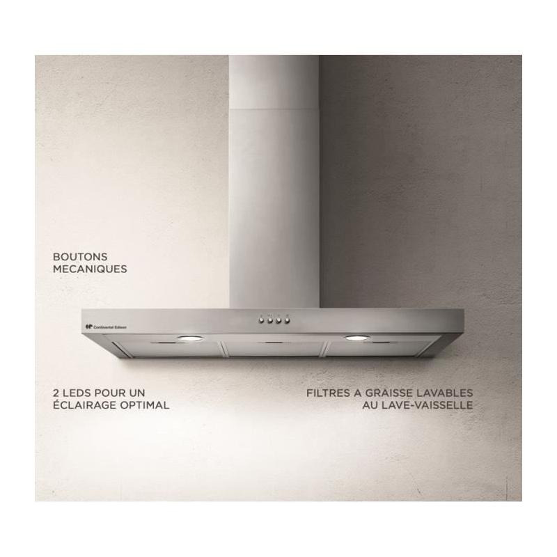 Hotte inox design Continental Edison - 90 cm