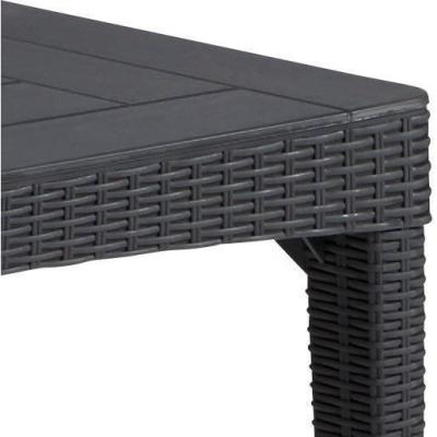 Table de jardin rectangulaire gris graphite en résine - 6 personnes - Girona