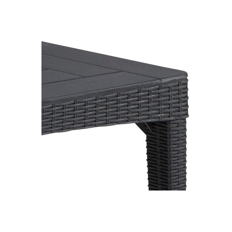 Table de jardin rectangulaire gris graphite en résine - 6 personnes - Girona