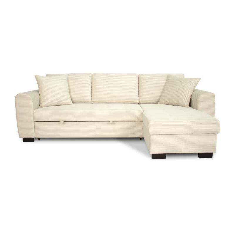Canapé d'angle convertible réversible - HAMILTON Beige - L 245 x P 150 x H 86