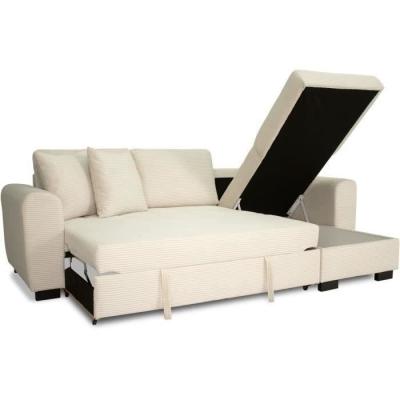 Canapé d'angle convertible réversible - HAMILTON Beige - L 245 x P 150 x H 86