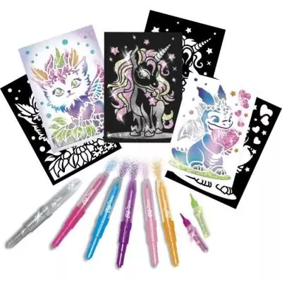 Blopens LANSAY: Créatures pailletées avec 6 pochoirs