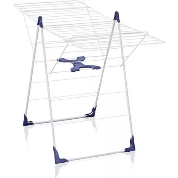 Étendoir a linge Leifheit Classic 200 Flex 81408, séchoir a linge avec 20m d'étendage et ailettes réglables en hauteur, blan