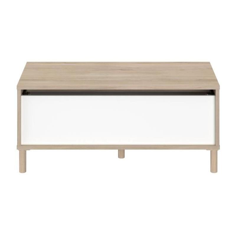 Table basse relevable blanche/chêne 100,8 x 43,6 x 50 cm