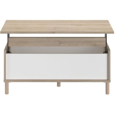 Table basse relevable blanche/chêne 100,8 x 43,6 x 50 cm