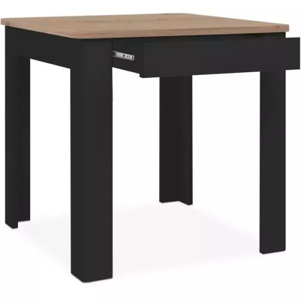 Table OSLO - Rectangulaire - 4 personnes - 80 x 77 x 80 cm - Noir / Chene artisan