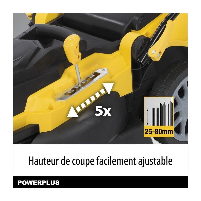 Tondeuse Électrique POWERPLUS POWXG6281 - 2000W, Ramassage, Mulching