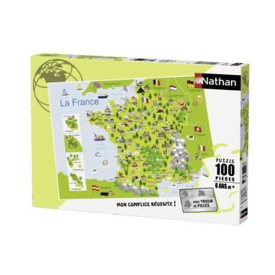 Puzzle enfant 100 pièces - Carte de France - Nathan - Trieur 3 compartiments