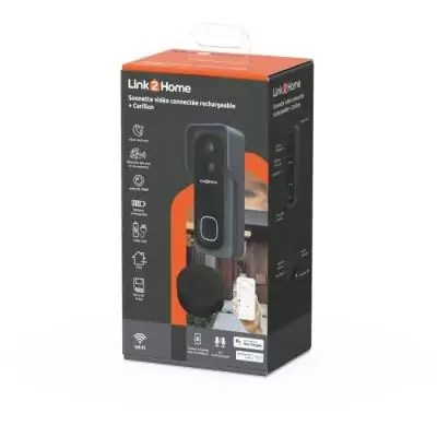 Kit Sonnette connectée + carillon LINK2HOME - Wi-Fi, audio bidirectionnel