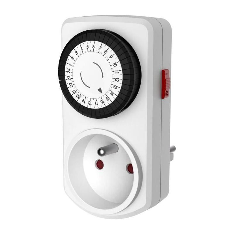Mini programmateur mécanique journalier GAO - 3680 W - 48 programmes - Blanc