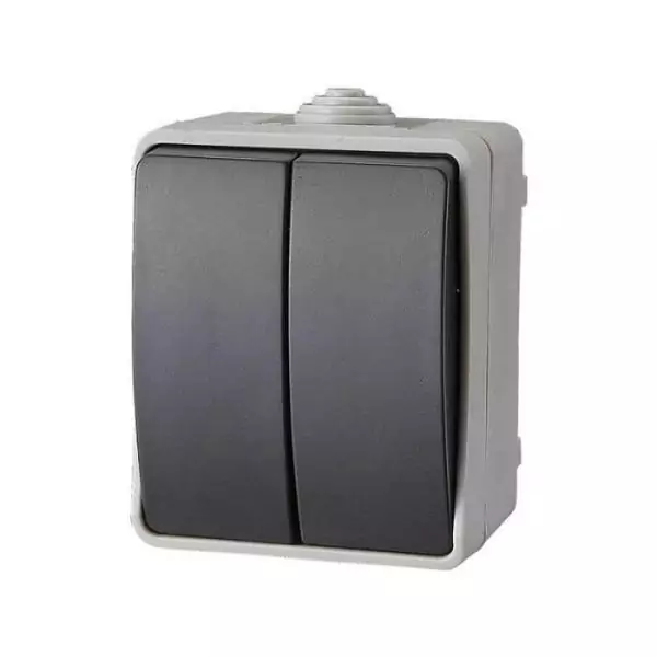 Interrupteur - Aquatop - Double va et vient - IP54 - 2 boutons - Utilisation extérieure