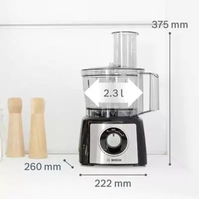Robot multifonctions Bosch MCM3501M: polyvalence en noir et inox