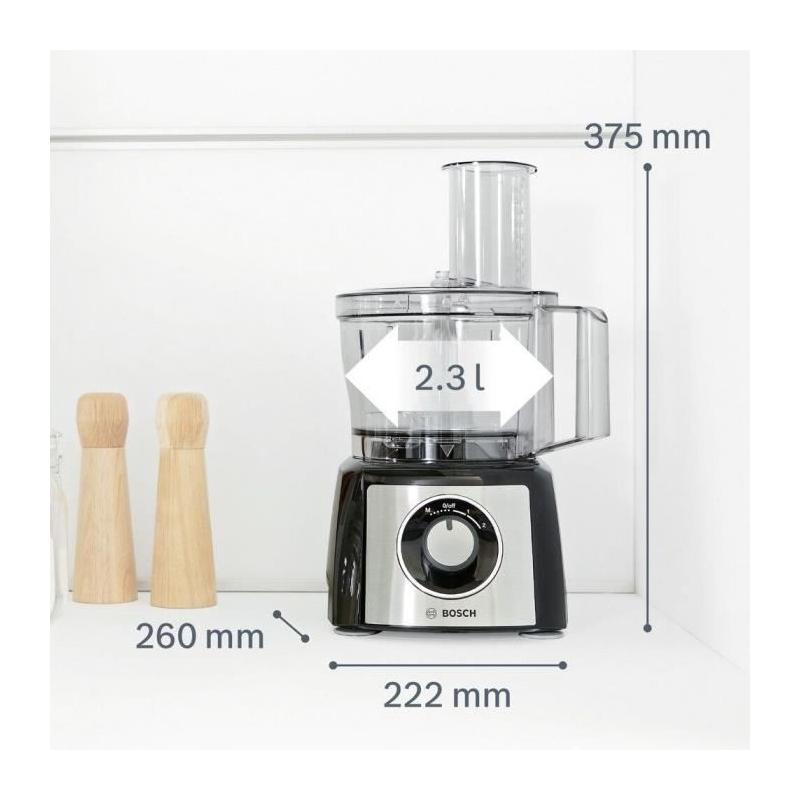 Robot multifonctions Bosch MCM3501M: polyvalence en noir et inox