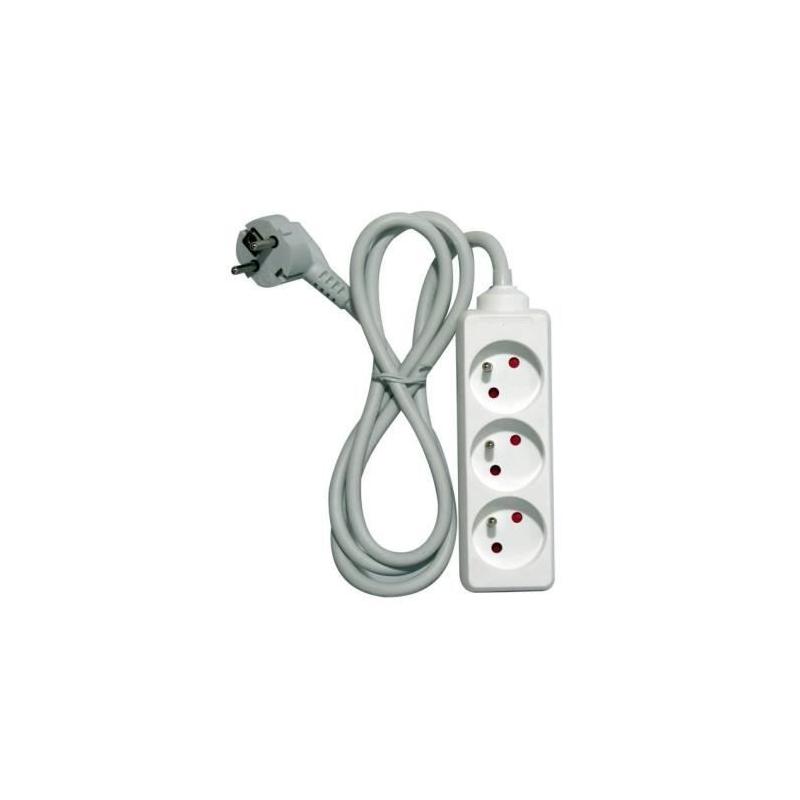 Bloc multiprise CHACON 3 prises 16A 1,5m blanc