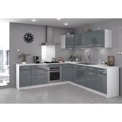 Meuble bas de cuisine 3 tiroirs 60cm blanc/gris - Plus responsable & Made in France