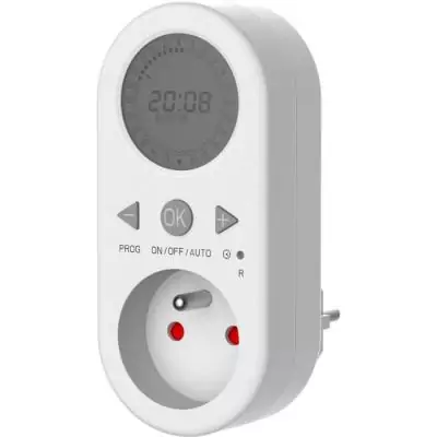 Programmateur digital avec horloge GAO - 1800 W - Ecran LCD - Blanc