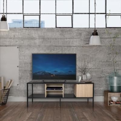 Meuble TV 1 porte - Design métal et bois - L 140 x P 40 x H 50 cm