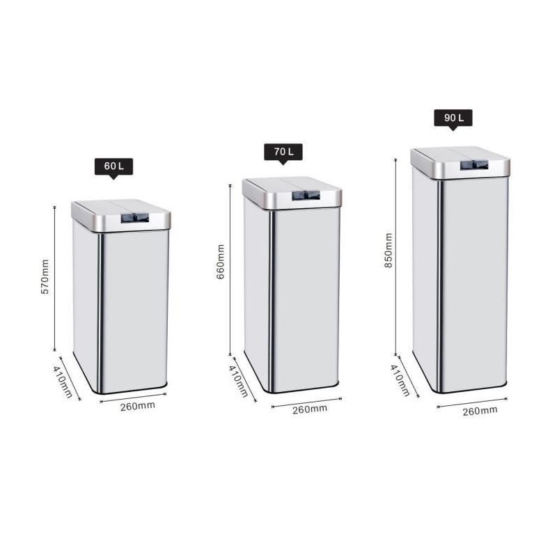Poubelle automatique SILVERLAKE - 70L - Inox avec cerclage
