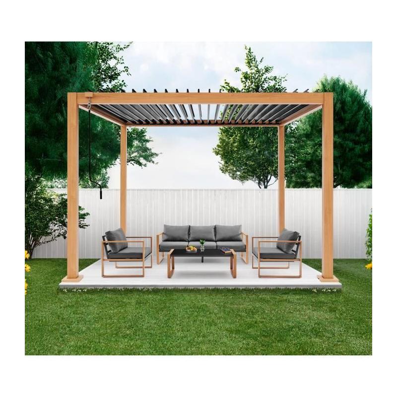 Pergola bioclimatique GAYA - Aluminium et acier - Aspect Bois