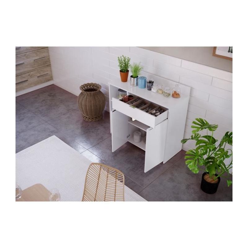 Buffet Cuisine Moderne Blanc - L 100 x P 42 x H 95 cm