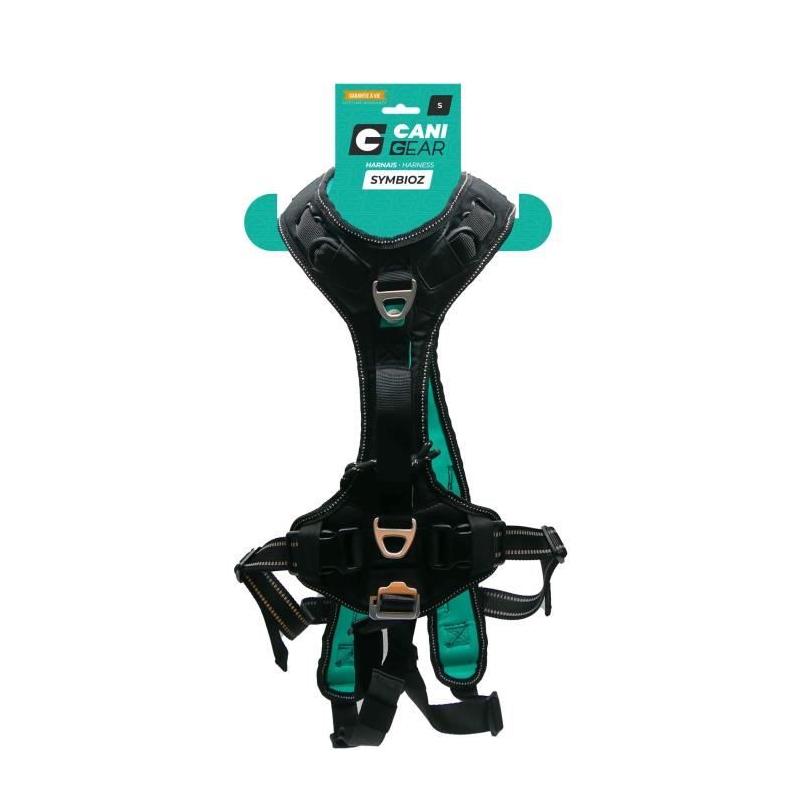 Harnais pour chien SYMBIOZ - Taille S - Design Noir/Bleu