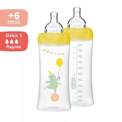 Lot de 2 Biberons Dodie Sensation+ Anti-Coliques Ours 330ml Lot de 2 Biberons Dodie Sensation+ Anti-Coliques Ours 330ml