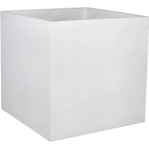 EDA PLASTIQUE Bac a fleurs carré Graphit - 57 L - 49,5 x 49,5 x 49,5 cm - Blanc cérusé