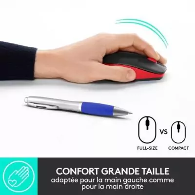 Souris sans fil ergonomique Logitech M190 Rouge - Compacte et confortable Souris sans fil ergonomique Logitech M190 Rouge - Compacte et confortable