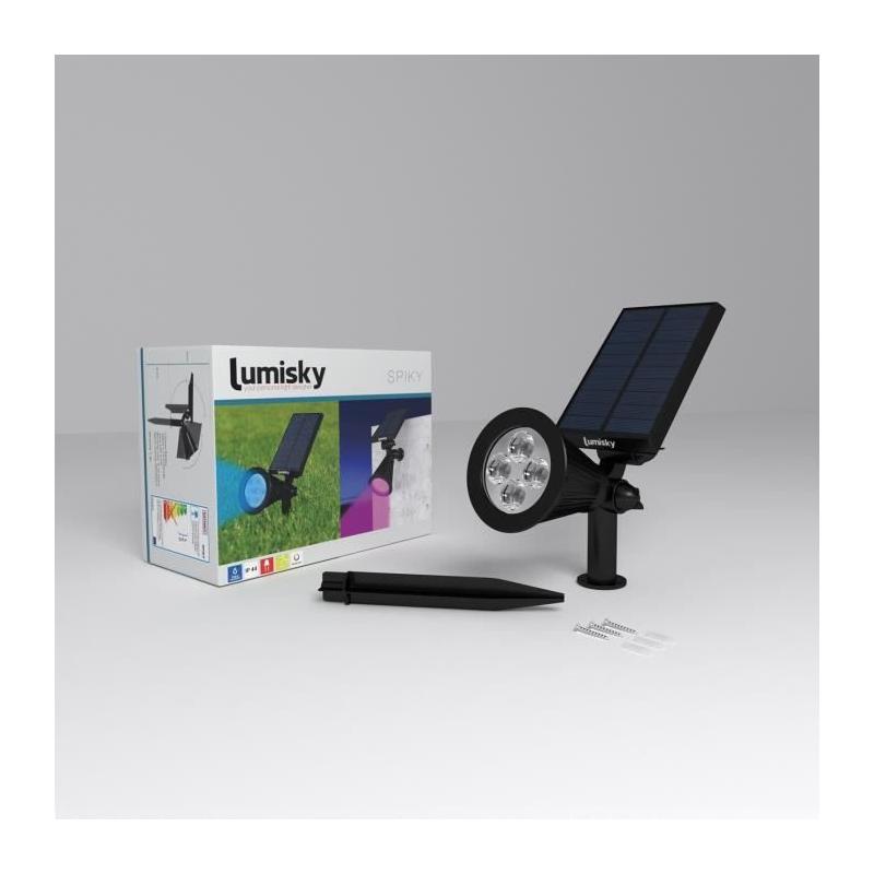 Pack de 2 Spots solaires extérieur étanches - LUMISKY - Couleurs RGB - 200 Lumens