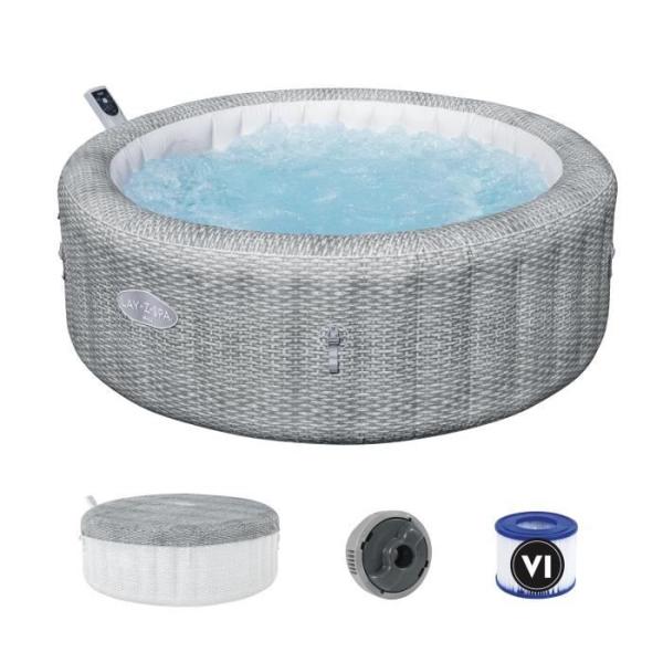 Spa gonflable BESTWAY - Lay-Z-Spa Bali - 140 airjets - 196 x 71 cm - 4 a 6 places - Rond (couverture, cartouche, diffuseur)