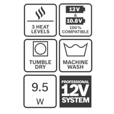 Veste chauffante Bosch Professional GHH 12+18V XA + GAA 12V-21 - Taille XL