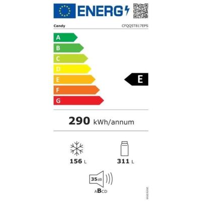 Réfrigérateur multi-portes CANDY CFQQ5T817EPS - 400L - No Frost - Classe E - Argent - Spacieux et Performant