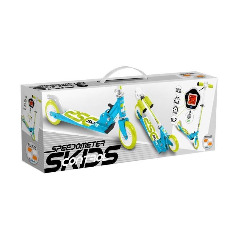Trottinette pliable avec compteur de vitesse - bleu - Skids Control